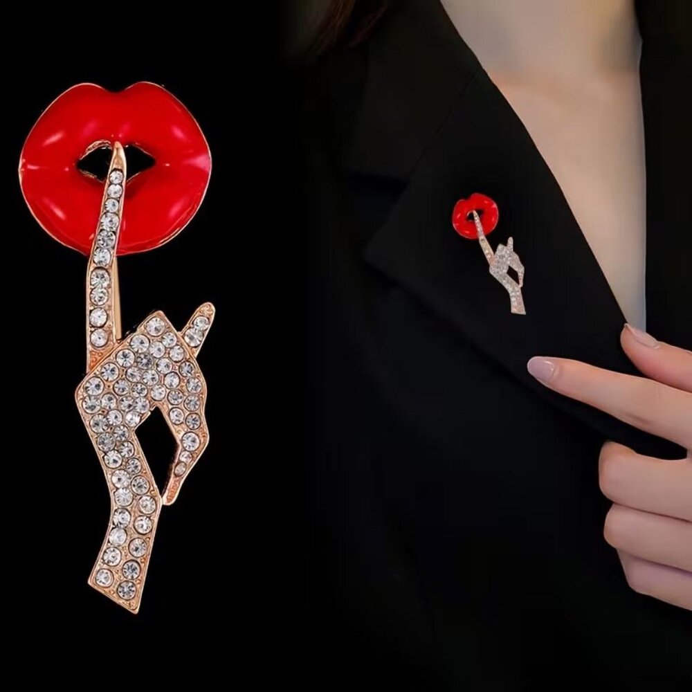 SHUSH...PLEASE BE QUIET CRYSTAL ENAMEL PIN 65